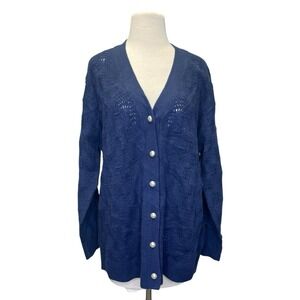 Hill House The Simple Cardigan Navy Size Medium‎ NWT Pearl Buttons Merino Wool